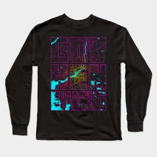 Gothenburg, Sweden City Map Typography - Neon Long Sleeve T-Shirt